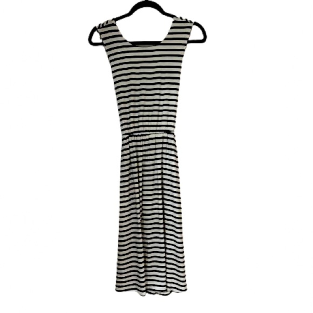 NWT Ann Taylor Loft Striped Cross Back Midi Dress, Size Small.